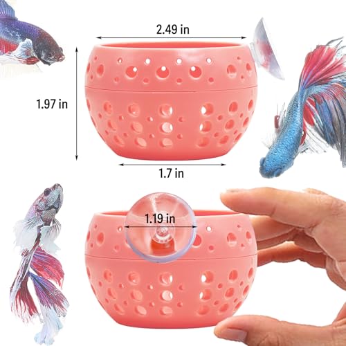 Fhiny Betta Tunnel, Aquarium Betta Fish Hideout with Suction Cup Fish Tank Tunnel Shrimp Cave Aquarium Decor Fish Tank Accessories for Small Fish Shrimp Betta Guppy Hiding Resting (Orange)