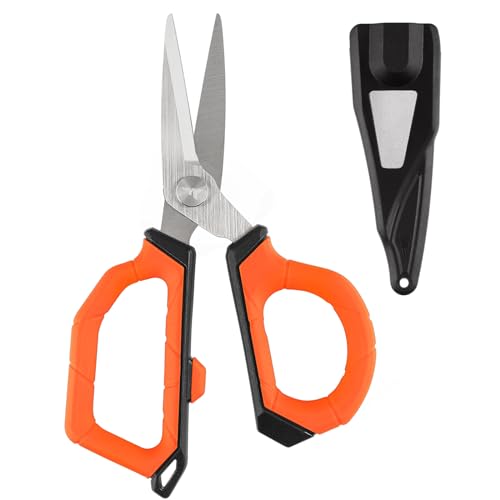 KastKing Paradox 6-inch Fishing Scissors for Braided Fishing Line, Fishing Line Cutters With Stainless Steel Blades and Non-Slip Rubber Handle, Protective Sheath With Built-in Hook Sharpener - style: C: 6" Braid Scissors
