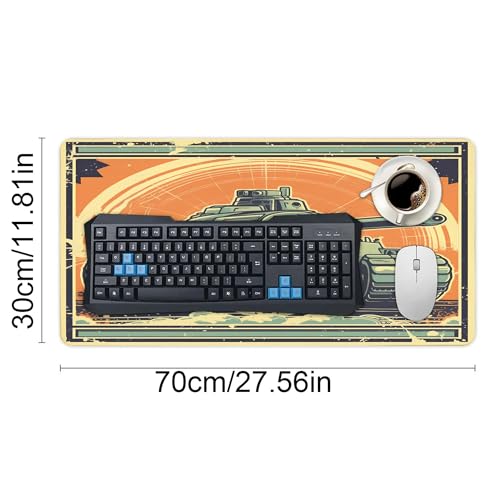 XXL Gaming Mouse Pad Tank XXL Gaming Mouse Pad Large Desk Mat Protector for Desktop, Anti-Slip Rubber Extended Computer Keyboard Mat Writing Pad Mousepad for Work Office Home, 11.8 * 27.5 in,B-1485 - color: B-1485, size: 11.8*27.5 In