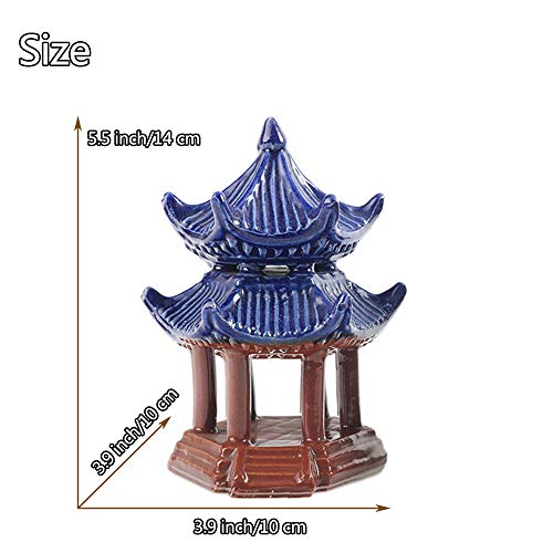 Oncpcare Ceramic Pavilion Aquarium Decor, Weighted Aquarium Ornament Fish Tank Decoration Human Landscape Aquarium Decoration Accessories Desktop Decor