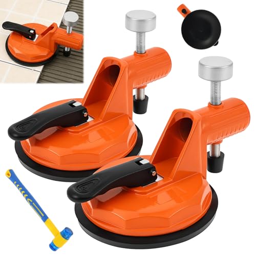 2 Pcs Adjustable Height Setter, Countertop Leveling Tool with Heavy Duty Rubber Suction Cup Clamps, Floor Gap Fixer, Flooring Alignment Tool for Tile, Floors Gap Fix and Seam Leveling (B) - color: B