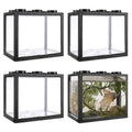 4PCS Plastic Small Betta Fish Tank, 0.6 Gallon Stackable Fish Bowl, Cube Fish Aquarium Tank for Shrimp, Turtle, Small Crab (Black) - color: Black