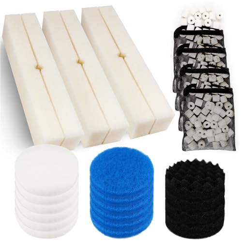 MACIFECI 28 PCS Replacement Filter Media Kit Compatible with Fluval FX2/FX4/FX5/FX6 Aquarium Filters Include Media, Carbon Foam Pad, Water Polishing Pads, Bio-Foam Pads, Foam Block, Mesh Bag