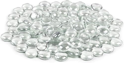 Flat Glass Marbles, (2 LBS) Clear Glass Beads for Vases Fillers Decorative Stones, Gems, Fish Tank Rocks, Table Scatter, Glass Pebbles for Vases, Centerpieces Wedding Décor (200pcs,0.7–0.8") - color: Clear Color 2LB