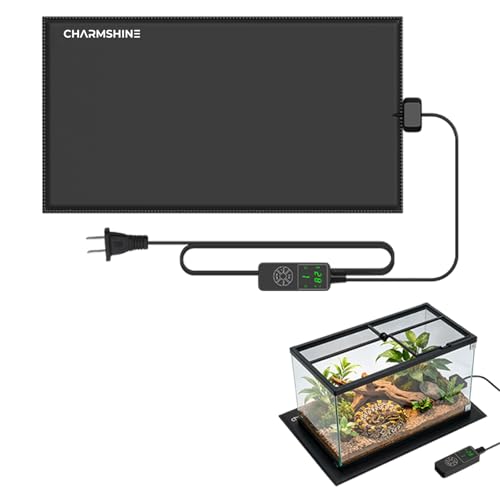 8 by 18-inch 25W Reptile Heating Pad Graphene with Temperature Control Reptile Tank Heat Pad Terrarium Under Tank Heater Mat for Snake Lizard Hermit Crab Reptiles Turtle Thermostat - size: 8"x18" 25W