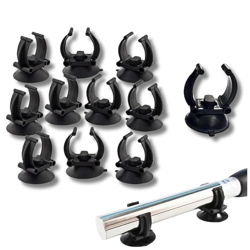10Pcs Aquarium Suction Cup Clips, 18-22mm, Black, Universal Fish Tank Holders for Heaters, Pumps, Filters and Hood