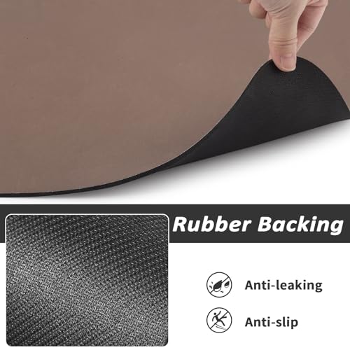 HotLive Dog Food Mat - Absorbent Cat Mat for Food and Water, No Stains Pet Feeding Bowl Mat, Easy to Clean Pet Placemats, Quick Dry Dog Water Dispenser Mat for Messy Drinkers | Brown 12"x 19" - color: Brown, size: 12"x19"