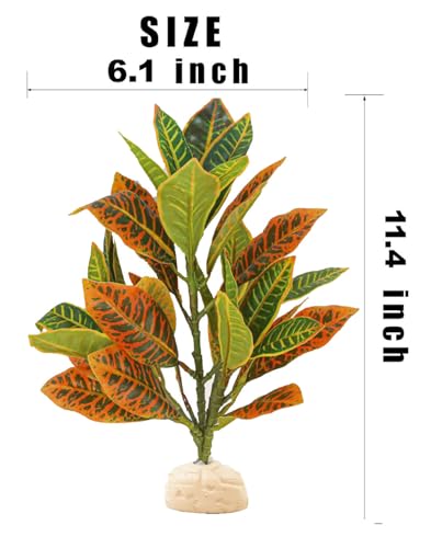 Reptile Plants Terrarium Artificial Leaves Reptile Tank Decorations for Bearded Dragon Lizard Snake Geckos Chameleon Amphibian Habitat Terrarium Decor - color: Gradient