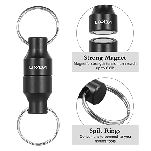 Lixada Magnetic Net Release Holder Fly Fishing Net Retractor Fishing Net Keeper Magnet Clip Landing Net Connector for Fishing Hooks, Lures, Flies, Trout Line - color: Black, style: 1 Connector