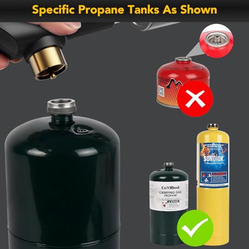 Semlos Propane Torch, Premium Metal Large Torch, Refillable Blow Torch Lighter with Adjustable & Wind Resistant Flame for Cooking, BBQ, Welding, DIY & Soldering (Propane Gas Not Included) - color: 905 Black