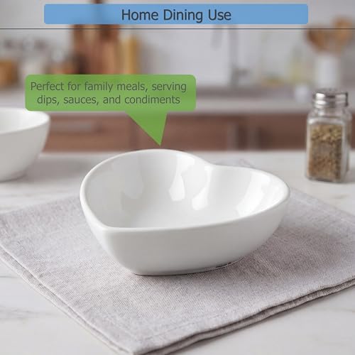 EIKS 4 Pack Ceramic Dipping Bowls Side Dishes for Serving ketchup Wasabi Condiments Appetizer Snacks (Heart-Shape) - size: Heart-Shape