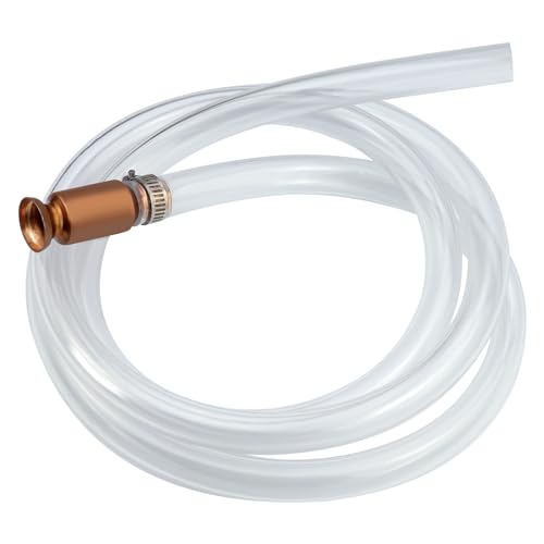 Gas Siphon Pump 1/2'' Copper Valve 6FT Syphon Hose for Water Gasoline Fuel & Other Liquid Safety Self Priming Shaker Siphon Hand Pump Tube