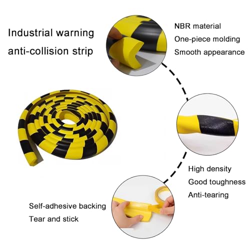 Wall Edge Corner Guards, 78.7in/2m Yellow Black Safety Bumpers, Self-Adhesive Foam Protector Padding, Warehouse Racks, Shelves, Garage & Equipment Protection (1, Yellow+Black, 78.7in/2m) - color: Yellow+black, size: 78.7in/2m