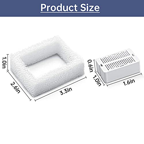 Cat Water Fountain Replacement Filter, 8 Pack Cat Fountain Carbon Filters and 2 Pack Foam Filters for Ceramic Pet Drinking Fountain and Stainless Steel Pet Water Fountain (8+2 Pack)