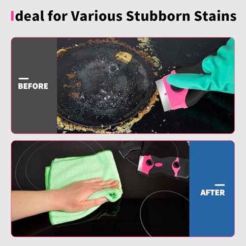 Razor Blade Scraper Tool Kit - 2Pack Razor Scrapers & 40Pcs Extra Blades, Plastic Paint Scraper Tool, Razor Scraper Tool for Glass Top Stove, Scrappers for Cleaning Window, Cooktop, Oven, Floor - size: 2Pack+40Pcs