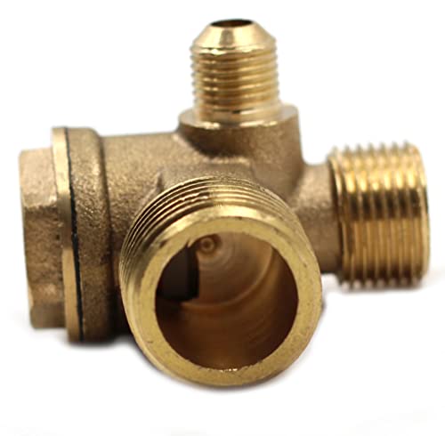 3-Port Brass Male Threaded Air Compressor Check Valve 90-Degree Right Air Compressor Valve Air Compressor Parts Air Check Valve (1/2"x 3/8" x 1/8") - size: 1/2"x 3/8" x 1/8"