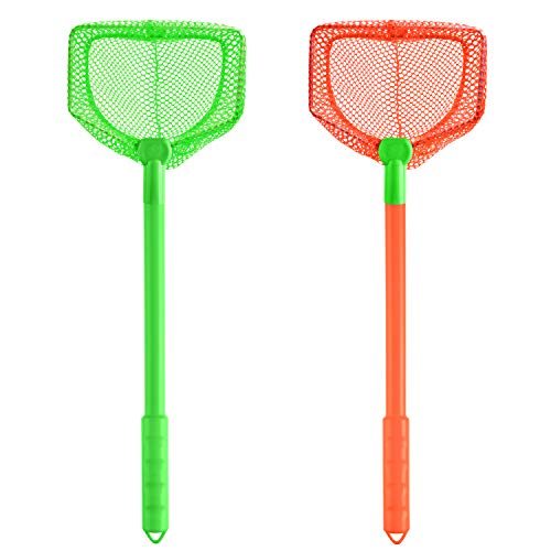 Coopay 2 Pieces Butterflies Fishing Net Catching Bug Floating Bait Beach Nets for Outdoor Playing - color: Green + Orange