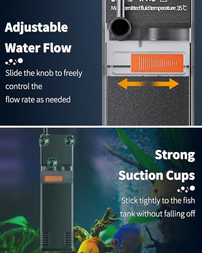 Pawfly Internal Aquarium Filter with 80 GPH Water Pump Quiet Submersible Bio Sponge Foam Filter for 10 to 20 Gallon Fish Tanks Small Multifunctional Filter for Filtration Circulation and Oxygenation - size: 10-20 Gal