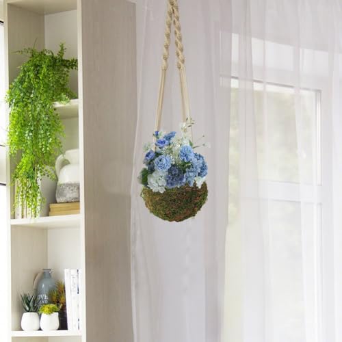 3 Pack Moss Ball Flower Pots,7 in Natural Planter Bonsai Plant Holder Bird Nest for DIY Gardening Home Table Decoration,Weave Moss Ball Planter,Garden Plant Potted Hydrating Flowerpots