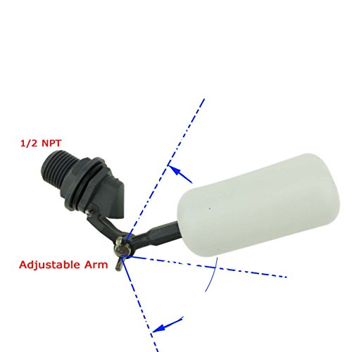 Malida Mini PVC Float Ball Valve, 1/2 Supply Male thread Automatic shut off Adjustable Arm for Fill Feed Humidifier Tank Water Ponds Livestock Water Trough Aquariums Aquaculture Hydroponics