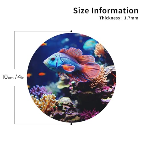Drink Coasters Set of 4 Leather Coasters for Drinks Coral Reef Fish Aquarium Round Cup Mat Pad Easy Clean Bar Coasters Heat Resistant Funny Cup Coasters for Tabletop Protection,4 Inches - color: Round Shape