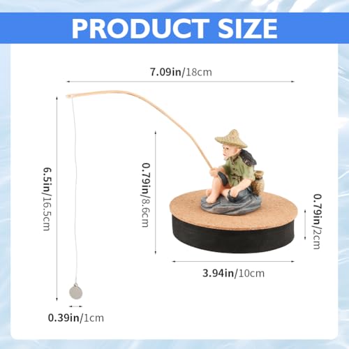 Resin Fisherman Aquarium Decor with Realistic Mini Fishing Rod, Sitting Fishing Figurines Floating Fish Tank Decorations, Fun Fish Feeder Aquarium Ornaments(Style 1) - color: Style 1