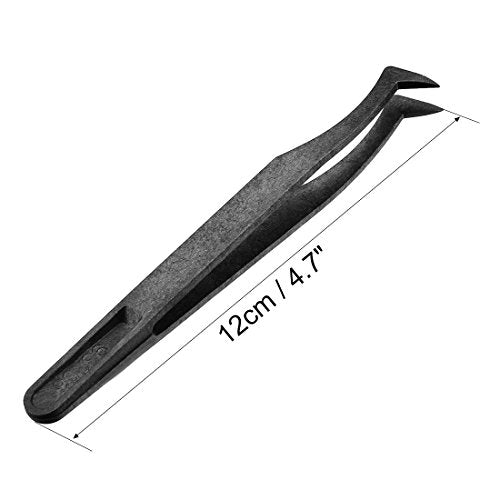 uxcell Plastic Anti-static Tweezers, Precision Curved Tip for Jewelry Craft DIY Beauty Electronics Repair Tool Black - style: Curved Tip