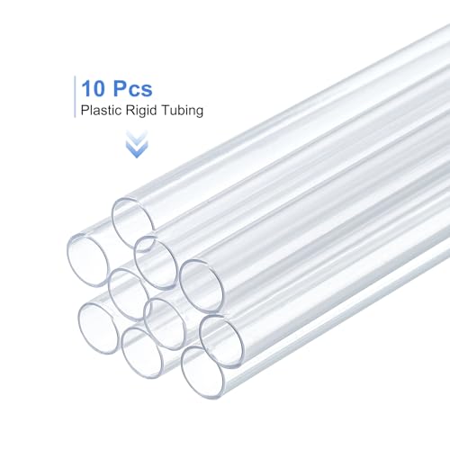 uxcell 10 Pcs Clear Plastic Rigid Tubing 7mm ID x 8mm OD, 0.5 Meters Length Round Polycarbonate Tubing for Aquarium Water Pipe, Water Cooling System, Plumbing - size: 7mm x 8mm
