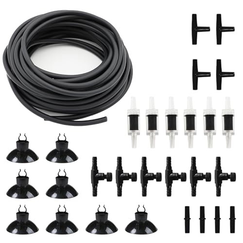 Premium 25FT 3/16inch Air Hose for Aquarium with Connector,Check Valve, Control Valve Accessories (Black, 25 ft.) - color: Black, size: 25 ft.