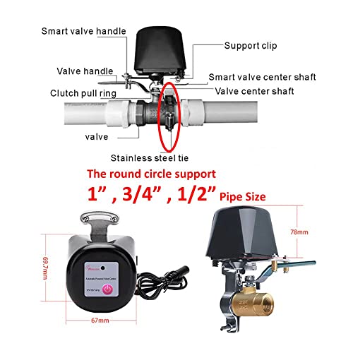 EVERSECU Tuya Smart WiFi & Bluetooth Smart Water Valve, Shutoff WiFi Control Water Valve Compatible with Alexa, Google and Application Program iOS/Android