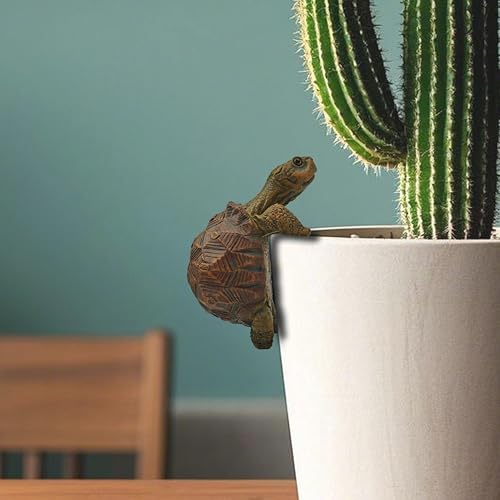 Mini Turtle Statue Miniature Tortoise Figurine Plant Pot Hanger, Realistic Resin Climbing Turtle Ornament Garden Decor for Bonsai Succulents Aquariums, Creative Gift for Plant Parents - style: Turtle