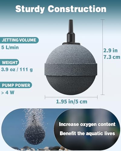 Pawfly Air Stone 2 Inch, Aquarium Air Stone Ball Bubbler Airstone Oxygen Diffuser for Pump Fish Tank Buckets Small Pond and DWC System, 2 Pack - color: 2 Pack(Grey)
