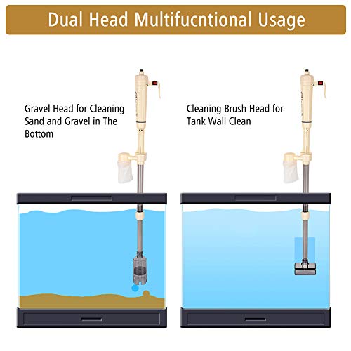 Ejoyous Aquarium Gravel Cleaner, Electric Automatic Fish Gravel Vacuum Cleaning Battery Operated Siphon Pump Water Changer for Fish