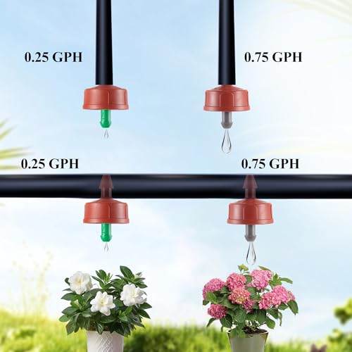 60Pcs 0.75 GPH Pressure Compensating Irrigation Spot Drippers,Constant Flow Barb Outlet Watering Dripper Emitters Heads Parts for 1/4 Inch Watering Tubing Line for Garden Pots Plants Irrigation System - color: 0.75 GPH 60PCS