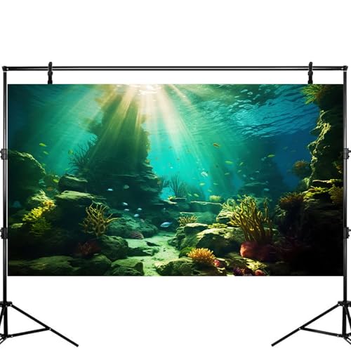 Ocean Floor Fish Tank Background Under The Sea Coral Reef Aquarium Background Tropical Fish Terrarium Backgrounds Underwater Rock Cave Sunray Fish Tank Backgrounds Decorations 24x12in - color: Dark Blue, size: 24(W)x12(H)inches/ 60(W)*30cm(H)