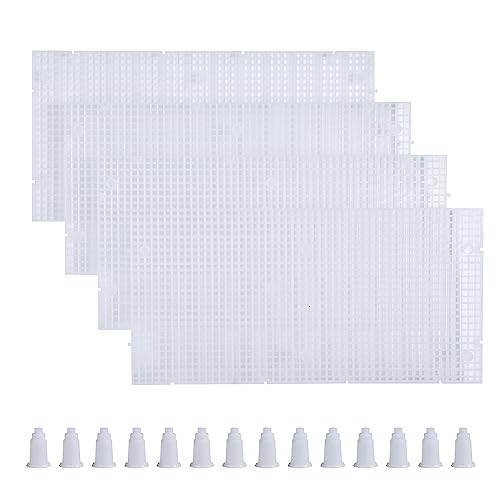 ALEGI Plastic Grid Divider Tray Egg Crate Louvre Aquarium Fish Tank Bottom Isolation with Bracket (4pcs) - size: 4pcs