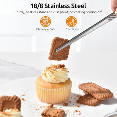 U-Taste 8"+10"+12" Kitchen Cooking Tweezer: 18/8 Stainless Steel Food-Grade Metal Food Tong, Flexible Pinching, Seamless-Welding and Sturdy for Serving Grilling Frying, Plating, Feeding (Pointed Tip) - size: 8in+10in+12in (pointed tip)