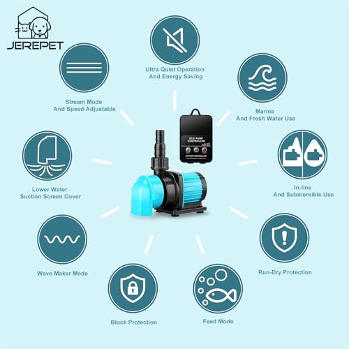 320GPH Mini Aquarium DC Water Pump with Controller, DC24V 12W Submersible Return Pump for Fish Tank,for 20g to 50g nano desktop Aquariums,Fountains,Sump,Hydroponic - size: 320GPH,12W,4FT