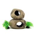 Stackable Aquarium Ceramic Decorations Rock Caves,Betta Fish Tank Decor Accessories,Hideaway for Shrimp Cichlid Hiding Breeding Spawning (Set of 2)