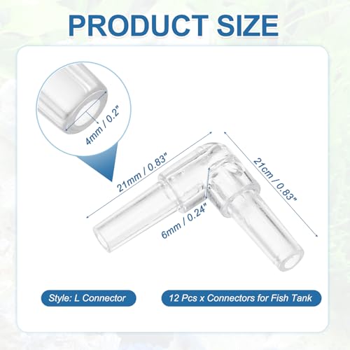 Aquarium Air Valve Connector, Aquarium Air Pump Accessories L Connector Plastic Inline Tubing, (12 Pcs), Intended for Fish Tank Oxygenation System - style: L Connector