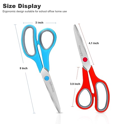 Scissors, Hnncugty 8" Scissors All Purpose Bulk Set of 6-Pack, Sharp Shears for Office Home Craft Sewing Fabric, High/Middle School Supplies Student Teacher Supplies, Comfort Grip Right/Left Handed - color: 6 Pack Multicolor