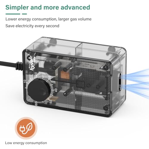 hygger See-Through Air Pump for Aquarium: Adjustable Oxygen Pump，Silent Powerful Aerator Pump 3.5W 2 Air Outlets Ultra Silent for Large Medium Fish Tank,Hydroponic Systerm, Household Commercial Use - size: 3.5W