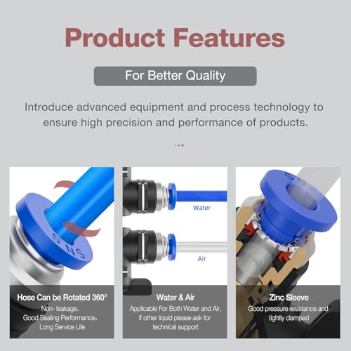 SNS Air Flow Control Ball Valve Hand Valve 1/4" OD Union Straight Plastic Push To Connect Fittings (10PCS) BUC-1/4 - size: BUC-1/4