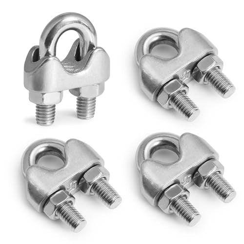 4pcs M5 Wire Rope Clamp, 3/16 inch Cable Clamps Stainless Steel Wire Rope Clips - size: M5