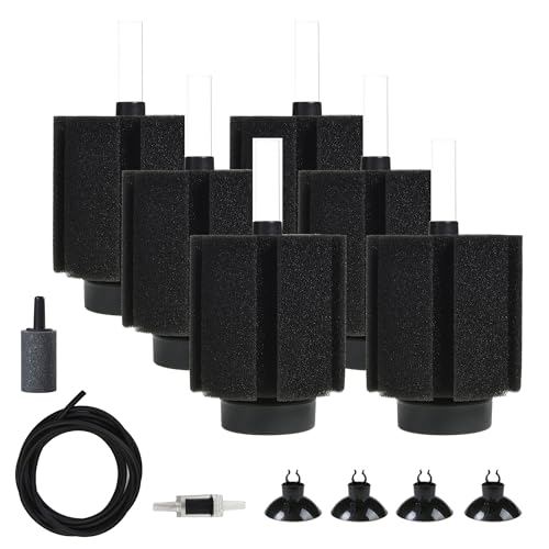 Aquarium 60 Gallon Sponge Filter with Air Stone,Sponge Filter 75 Gallon for Breeding Fry Betta Shrimp (6 pcs) - size: 6 pcs