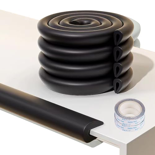 Childproof Furniture Edge Protectors (4 Meters) - U-Shaped 2cm Thick Foam Guards for Sharp Corners | Baby-Proofing Kit for Kitchen Counter,Desk,Coffee Table(Black) - color: Black