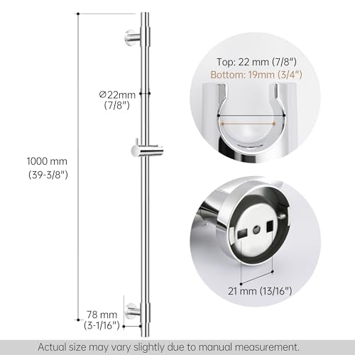 KES Shower Slider Bar 40 Inches with Adjustable Handheld Shower Head Holder for Bathroom Screw Mounted, SUS 304 Stainless Steel Polished Finish, F209S100DG-PS - color: Polished Finish, style: 39.9-Inch+Drill Mounted