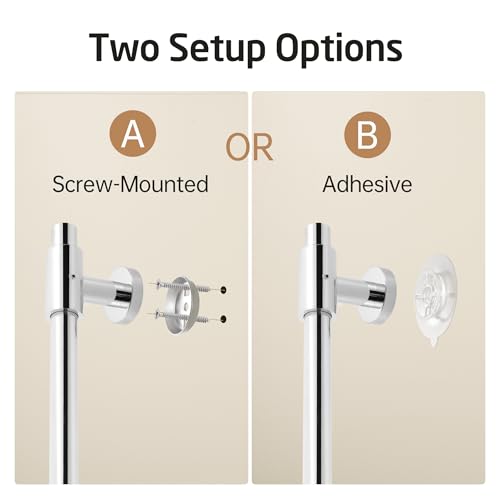 KES No Drill 30-Inch Shower Slide Bar with Adjustable Handheld Shower Head Holder, Self Adhesive, Universal Fit, SUS304 Polished Stainless Steel Drill-Free for Bathroom, F209S78DF-PS - color: Polished Finish, style: 30.7-Inch+Self-adhesive Mounted