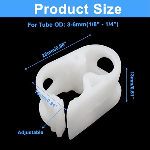 1/8" - 1/4" Plastic Tubing Clamps, 5 Pcs Adjustable Tube Clamp, Peg Tube Clip, Laboratory Pinch Valve Flow Control Hose Clamp for Control Wine, Beer Bottle and Infusion Bottle (White) - size: 1/8" - 1/4"