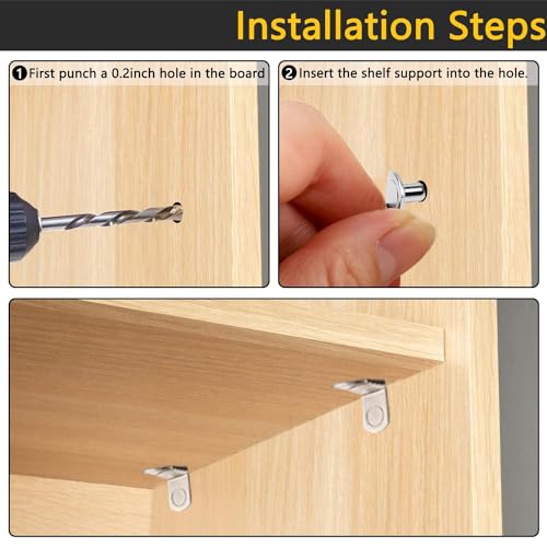 5mm Shelf Support Pegs, Shelf Pegs with Hole, Cabinet Shelf Bracket Pegs, L-Shaped Nickel Plated Shelf Pins Holders for Bookcase Kitchen Closet Shelf Shelves Furniture Cabinet (50, Silver) - size: 50PCS